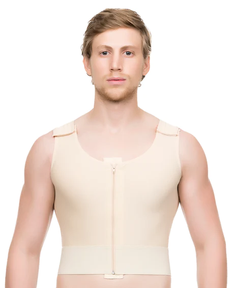 SHORT LENGTH MALE ABDOMINAL COSMETIC SURGERY COMPRESSION VEST WITH ZIPPER (MG03SH)